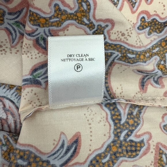 A.L.C. Elly Tie-Front Printed Top Size 2 Cotton Short Puff Sleeve Tassels Boho - Picture 11 of 11